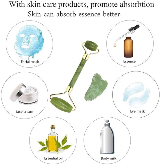 BAIMEI Jade Face Roller & Gua Sha Set
