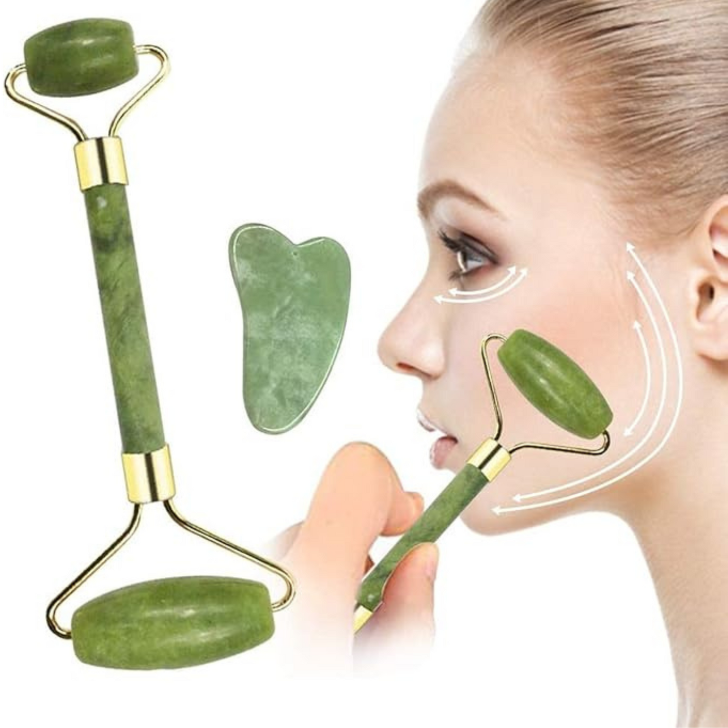 BAIMEI Jade Face Roller & Gua Sha Set