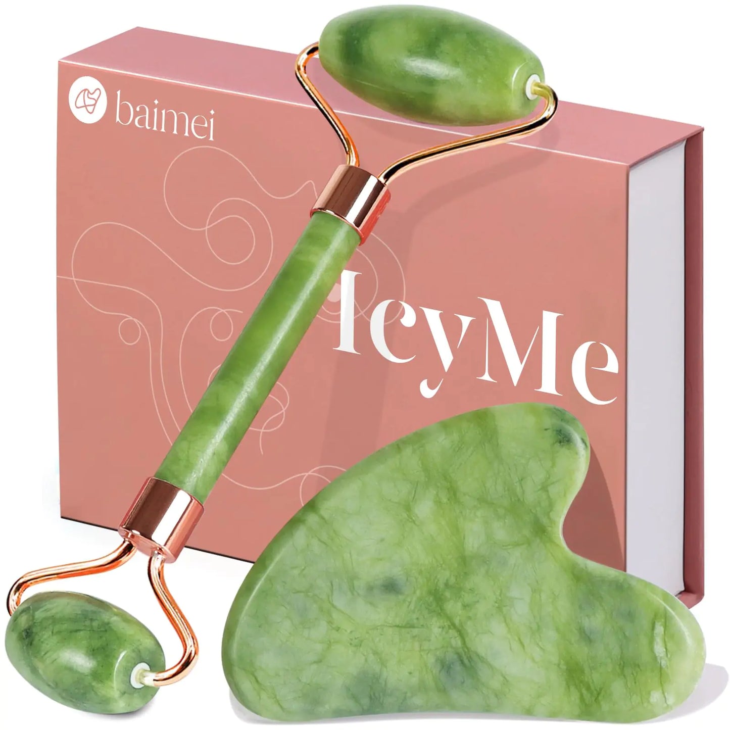 BAIMEI Jade Face Roller & Gua Sha Set